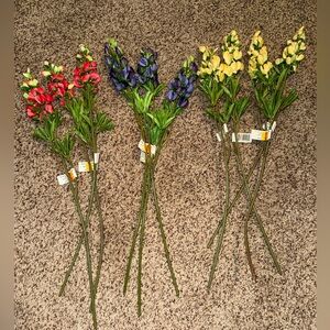 Artificial Floral Stems - Pink, Blue, Yellow